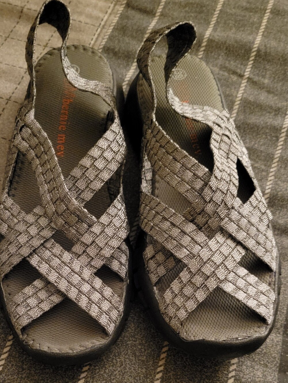 Woven Strappy Comfort Sandals - Gray